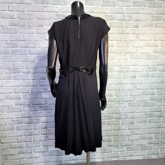 Vintage 40s Rosalinde Gilbert Model Black Cocktail Sheath Dress Sequins England - Picture 14 of 16
